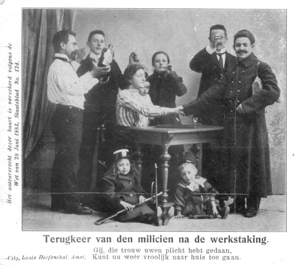 Milicien na werkstaking