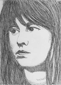 Tekening portret Ulrike Meinhof