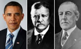 Barack Obama, Theodore Roosevelt en Woodrow Wilson