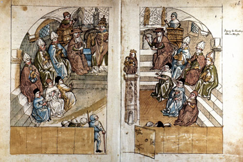 Schildering van Concilie van Konstanz, 1414-1418