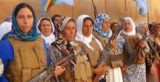 Foto vrouwelijke Koerdische militieleden