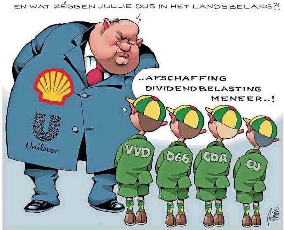 Spotprent over afschaffing dividendbelasting