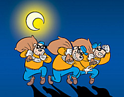 Boeven verdwijnen met de buit