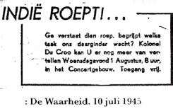 Indi&euml; Roept - Waarheid 10 juli 1940
