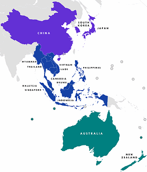 Kaart RCEP landen