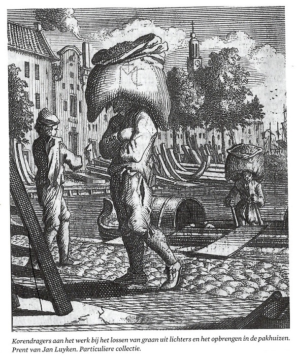Prent Jan Luyken van een korendrager