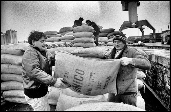 Foto van havenwerkers