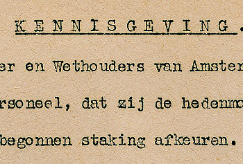 Kennisgeving B&W Amsterdam keurt staking af (detail)