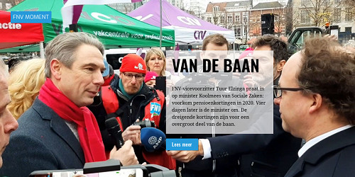 Foto FNV: Elzinga en Koolmees - pensioenkortingen van de baan