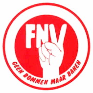 FNV sticker Geen bommen maar Banen