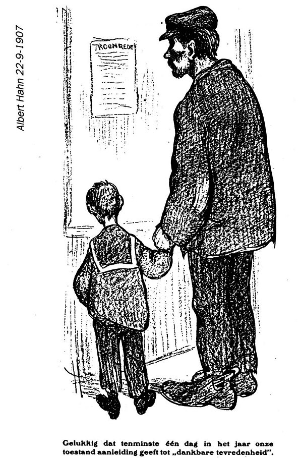 Albert Hanhn (1907) Geluukig dat tenminste één dag van het jaar onze toestand aanleiding geeft tot 'dankbare tevredenheid' - troonrede