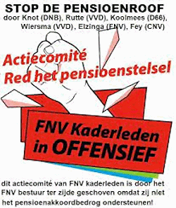 Actiecomit&eacute; Rd het pensioenstelse - affiche stop de pensioenroof!