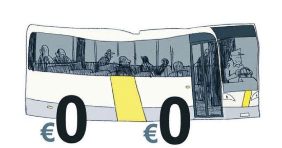 cartoon bus voor gratis OV