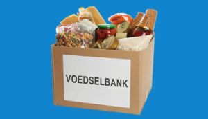 Doos voedselbank  met houdbare levensmiddelen