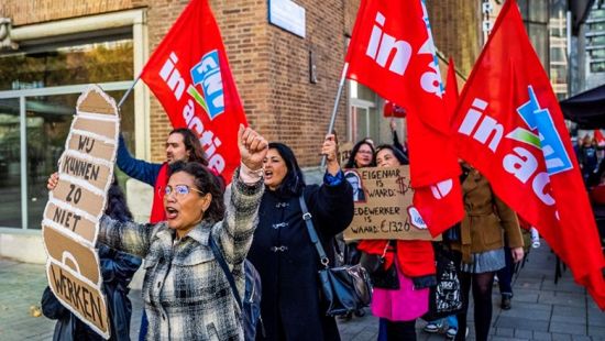 actie in de winkelstraat