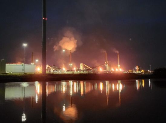 tata steel bij night