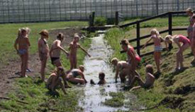 Foto kinderen bij en in poldersloot