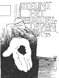 Cartoon Steunt het bedrijfsleven - gat in hand