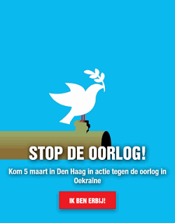 Affiche stop de oorlg - vredesduip op loop geweer