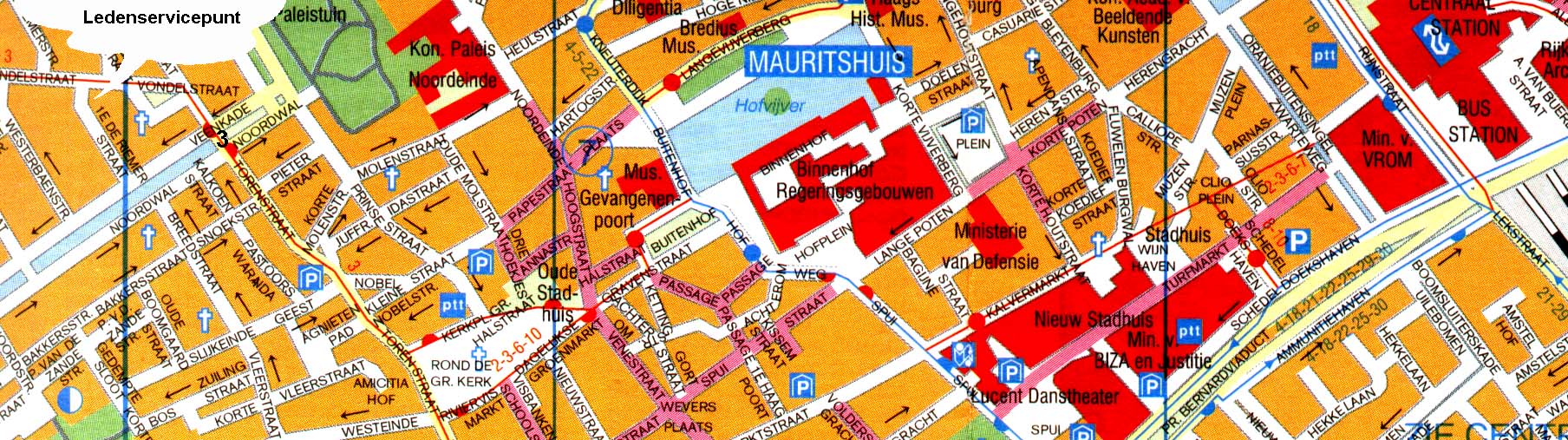 Locatie Ledenservicepunt, tramhalte en CS (2,5 km)